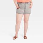 Women's Plus Size High-rise Midi Jean Shorts - Universal Thread Gray