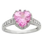 1 3/4 Tcw Tiara Heart-cut Pink Sapphire Crown Ring In Sterling Silver -