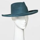 Women's Upturned Wide Brim Felt Fedora Hat - Universal Thread Teal Green