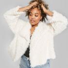 Women's Plus Size Open Drape Cozy Faux Fur Jacket - Wild Fable Cream (ivory)
