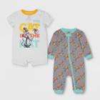 Petitebaby Dr. Seuss 2pc Long Sleeve And Short Sleeve Bodysuit Set - Gray/white 3-6m, Kids Unisex,