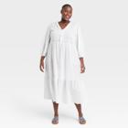 Women's Plus Size Balloon Long Sleeve Dress - Who What Wear White