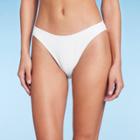 Women's Ribbed Scoop Front High Leg Cheeky Bikini Bottom - Wild Fable White X