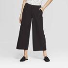 Women's Regular Fit Wide Leg Crop Fashion Pants - A New Day Black