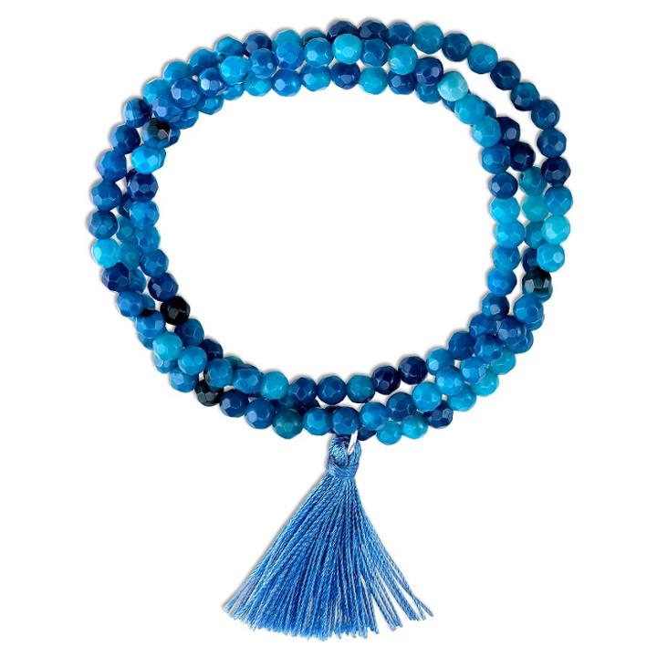 Target Women's Silver Plated Deep Blue Fire Agate Wrap Bracelet -
