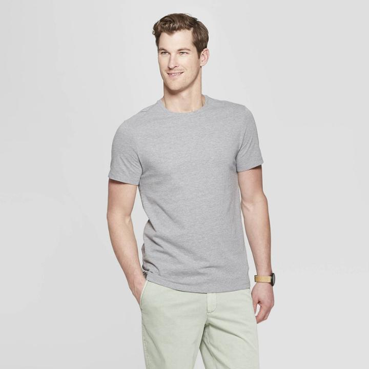 Men's Regular Fit Short Sleeve Lyndale Crew T-shirt - Goodfellow & Co Gray