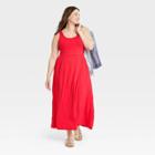Women's Plus Size Sleeveless Knit Babydoll Dress - Ava & Viv Red X