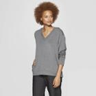 Women's Long Sleeve V-neck Hooded Sweatshirt - Prologue Gray