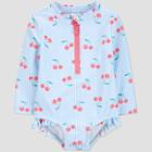 Baby Girls' Cherry Print Long Sleeve One Piece Rash Guard - Just One You Made By Carter's Pink