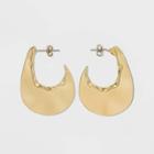 Thin Hammered Metal Oval Hoop Earrings - A New Day Gold