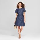 Women's Denim Short Sleeve T-shirt Dress - A New Day Blue