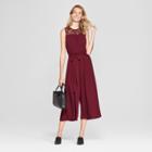 Women's Lace Yoke Jumpsuit - Lux Ii - Burgundy