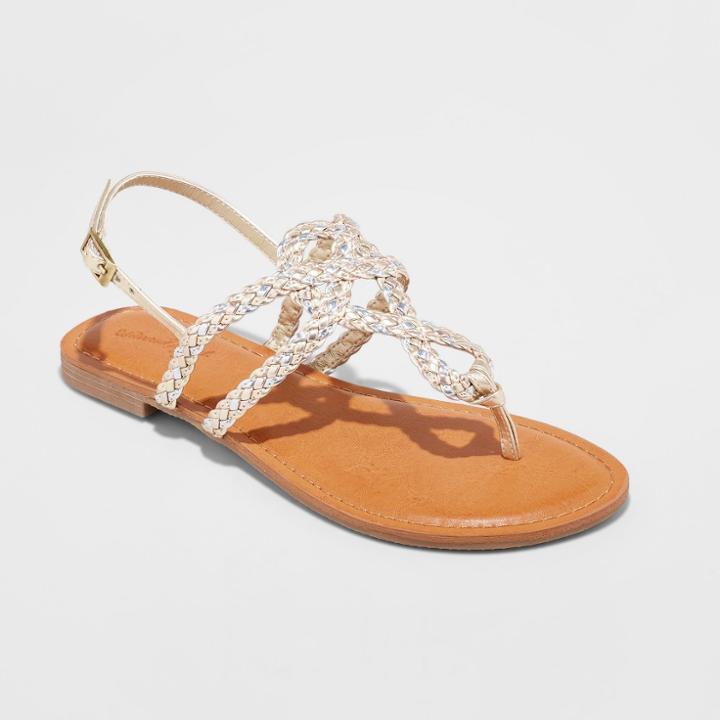 Women's Jana Braided Thong Ankle Strap Sandal - Universal Thread Gold