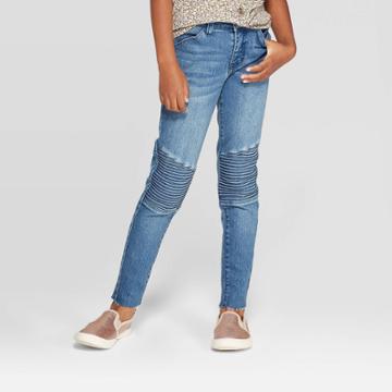 Girls' Raw Hem Skinny Denims - Art Class Blue