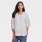 The Nines By Hatch 3/4 Sleeve Smockneck Button-down Maternity Shirt - Ivory Floral