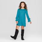 Girls' Cozy Long Sleeve Dress - Art Class Blue