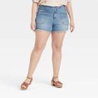 Women's Plus Size Embroidered Denim Shorts - Knox Rose Blue