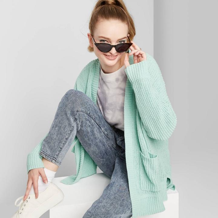 Women's Long Sleeve Open Oversized Cardigan - Wild Fable Green