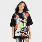 Women's Looney Tunes Short Sleeve Oversized Graphic T-shirt - Black