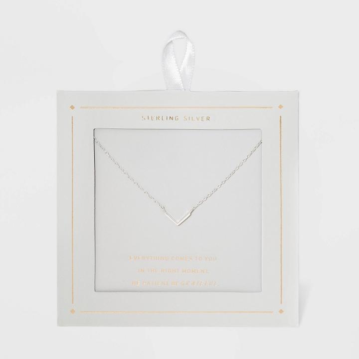 Distributed By Target Sterling Silver V Bar Necklace -