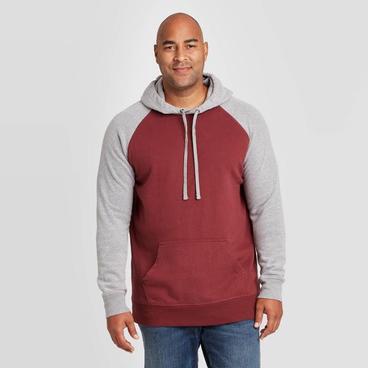 Men's Tall Regular Fit Fleece Pullover Hoodie Sweatshirt - Goodfellow & Co Red