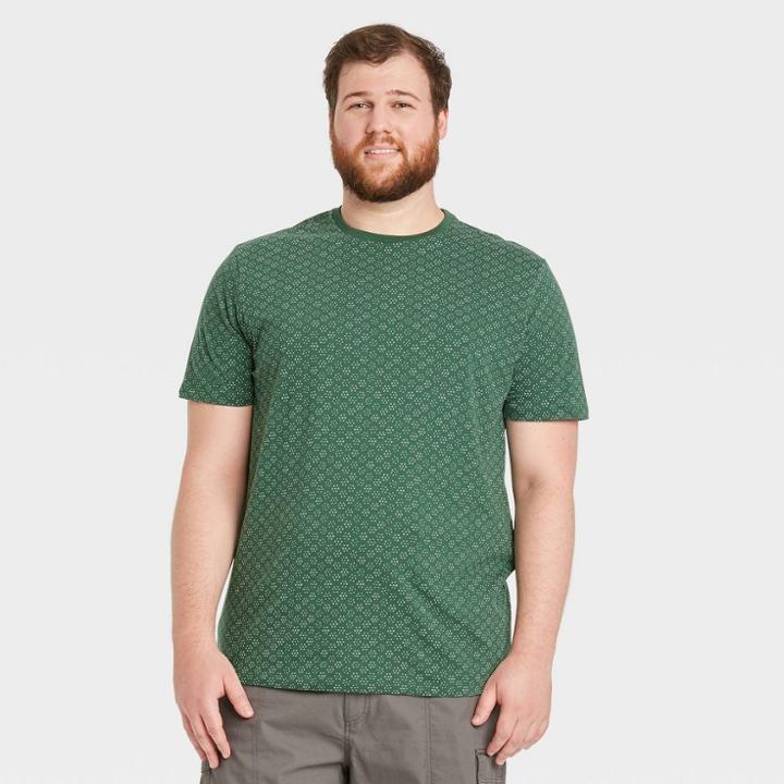 Men's Tall Printed Standard Fit Short Sleeve Crewneck T-shirt - Goodfellow & Co Green/polka Dots