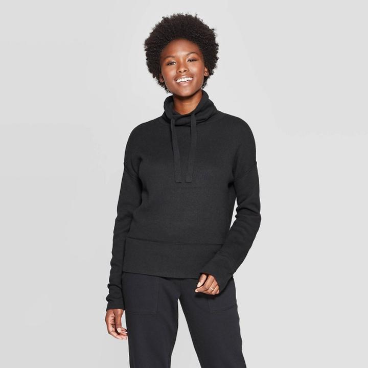 Women's V-neck Long Sleeve Sweater - Universal Thread Black