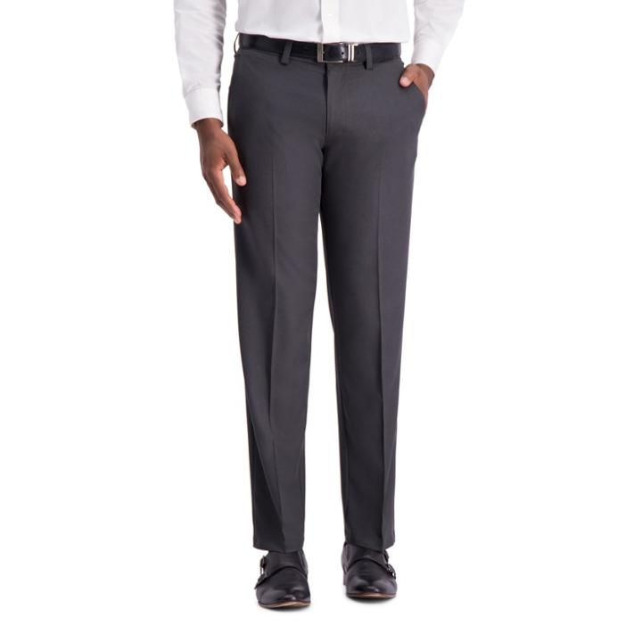 Haggar H26 Men's Tall Straight Fit 4 Way Stretch Trousers - Heather Gray