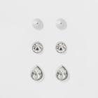 Target Earring Set 3ct - A New Day Silver/clear,