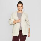 Women's Plus Size Long Sleeve Relaxed Open Layering - Universal Thread Oatmeal X