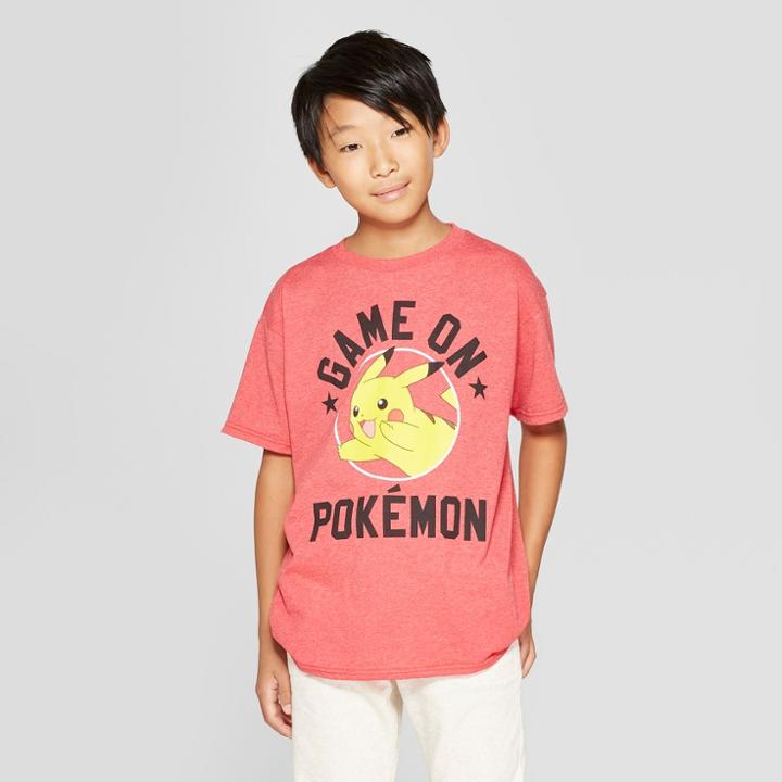 Boys' It's On Like Pokemon Short Sleeve Graphic T-shirt - Red