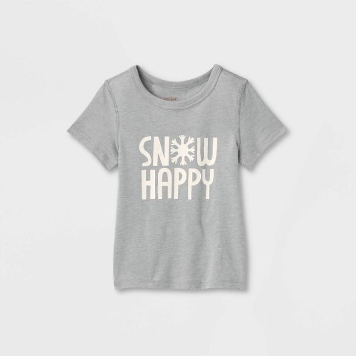 Toddler Adaptive 'snow Happy' Short Sleeve Graphic T-shirt - Cat & Jack Gray