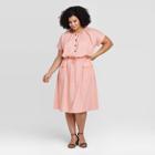 Women's Plus Size Short Sleeve Utility Dress - A New Day Pink 1x, Women's,
