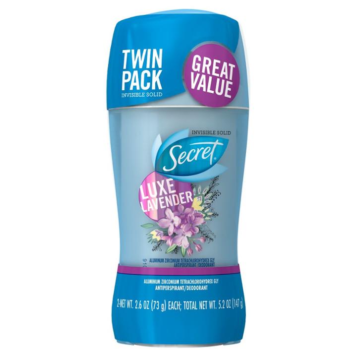 Secret Luxe Lavender Invisible Solid Antiperspirant & Deodorant Twin Pack