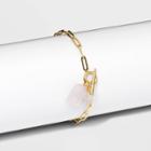 Paperclip With Toggle And Rose Quartz Pearl Charm Chain Bracelet - A New Day Pink