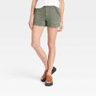Women's Embroidered Denim Shorts - Knox Rose Olive