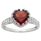 1 3/4 Tcw Tiara Heart-cut Garnet Crown Ring In Sterling Silver -