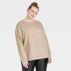 Women's Plus Size Graphic Fleece Sweatshirt - Ava & Viv Tan