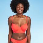 Women's Lightly Lined Long Line Ring Detail Bikini Top - Shade & Shore Hot Orange 36b, Women's,