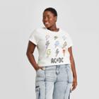 Women's Ac/dc Plus Size Lightning Bolt Boyfriend Short Sleeve Graphic T-shirt - Cream
