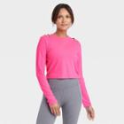 Women's Long Sleeve Cropped Top - All In Motion Neon Pink