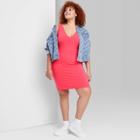 Women's Plus Size Sleeveless Knit Bodycon Dress - Wild Fable Coral Pink