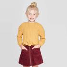 Toddler Girls' Ribbed Long Sleeve Tie Front Hacci Sweatshirt - Art Class Gold 12m, Girl's, Yellow