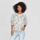 Women's Floral Printed Long Sleeve Crewneck Blouse - Knox Rose Gray