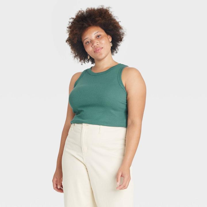 Women's Rib Tank Top - A New Day Green