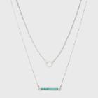 Semi Precious Short Delicate Layered Necklace - Universal Thread Turquoise, Turquiose/silver