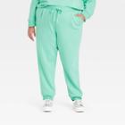 Women's Plus Size High-rise Knit Pull-on Ankle Jogger Pants - A New Day Dark Teal