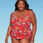 Women's Plus Size Slimming Control Tie Front Tankini Top - Dreamsuit By Miracle Brands 16w, Women's, Red