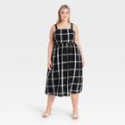 Women's Plus Size Plaid Sleeveless Buckle Back Dress - Who What Wear Black/white