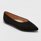 Women's Camille Microsuede High Vamp Pointed Toe Ballet Flats - A New Day Black